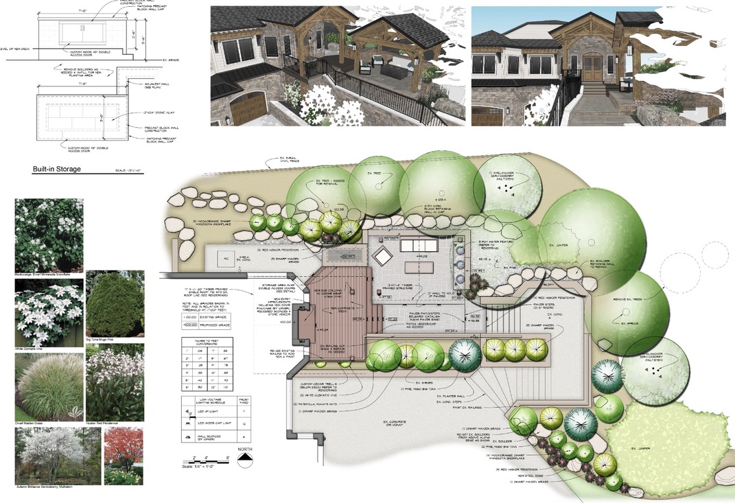 A picture of some landscaping and plans for a house.