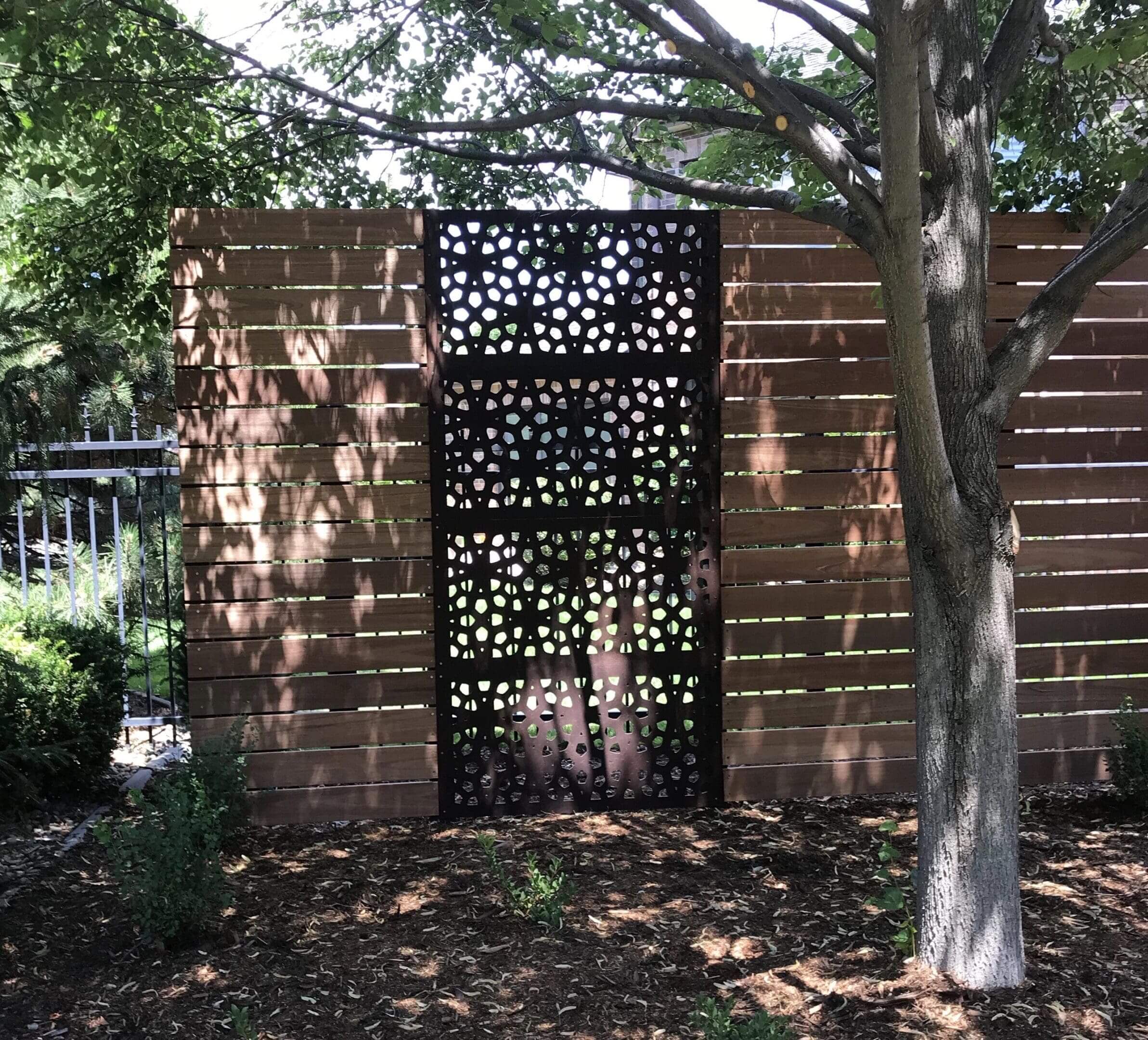 Modern wooden and metal fence.